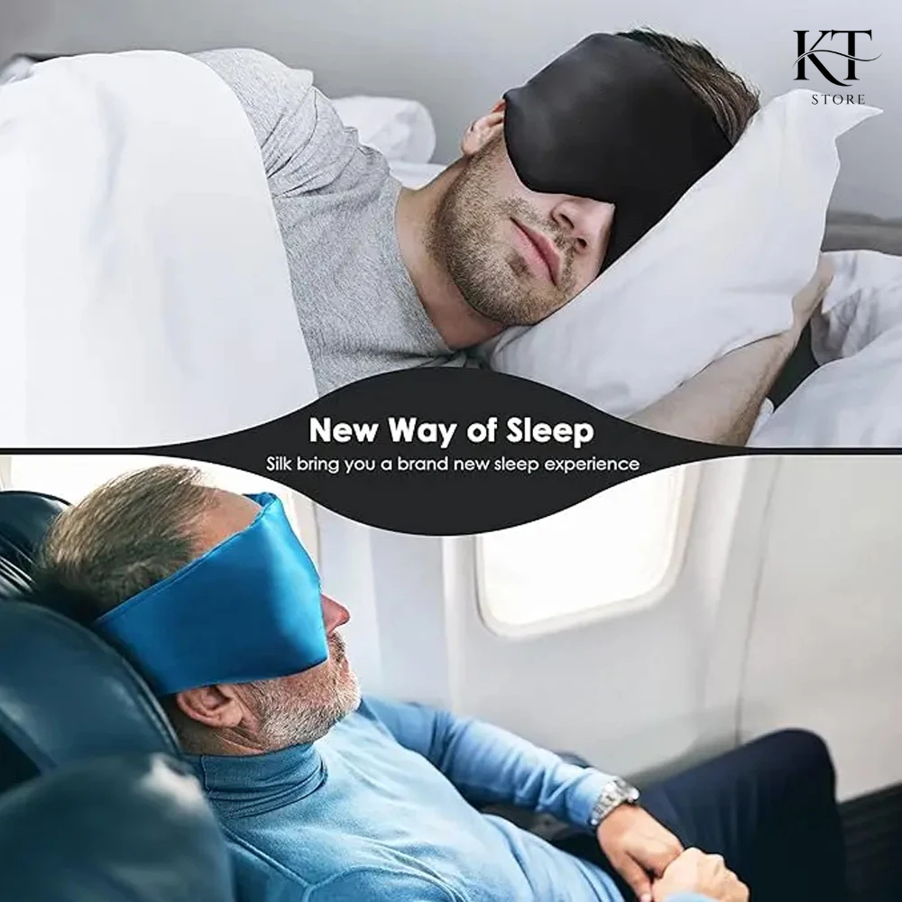 Ultra-Soft Mulberry Silk Sleep Eyepatch, Total Blackout for Travel