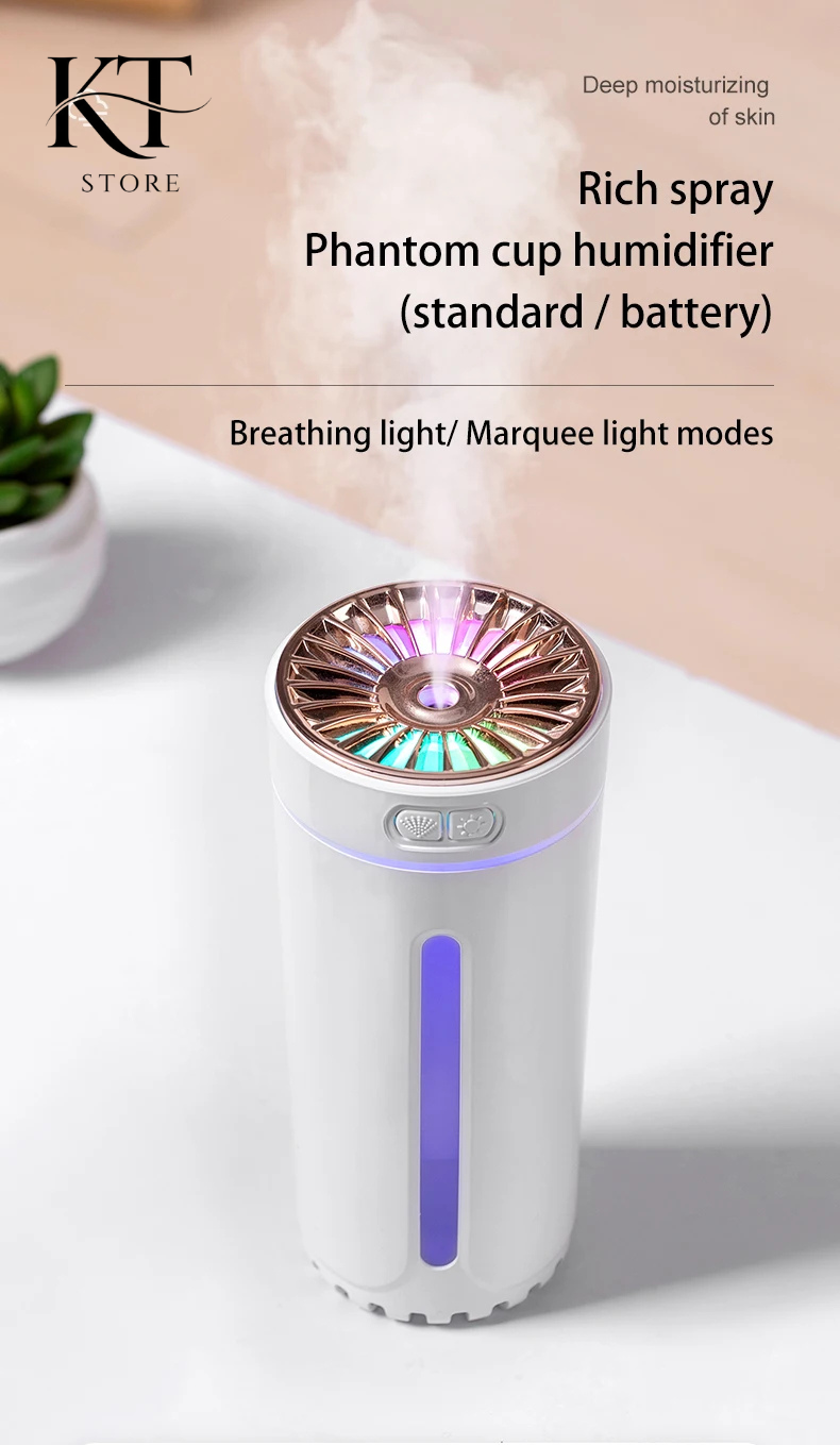 Lifeala Car Humidifier with RGB LEDs, USB/Rechargeable