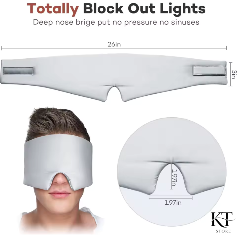 Ultra-Soft Mulberry Silk Sleep Eyepatch, Total Blackout for Travel