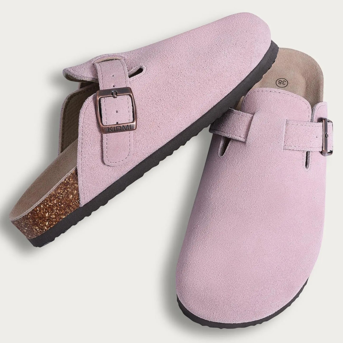 Litfun Women's Fashion Cork Suede Clogs with Arch Support
