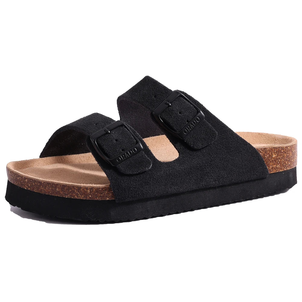 Litfun Women's Fashion Cork Suede Clogs with Arch Support