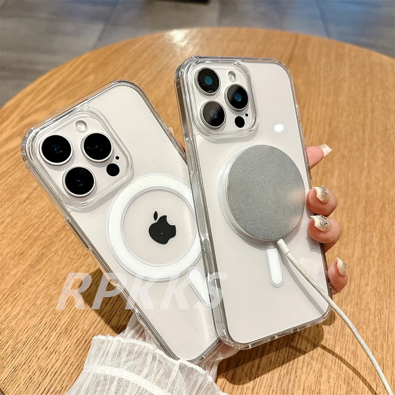 Transparent For Magsafe Magnetic Wireless Charge Case For Iphone