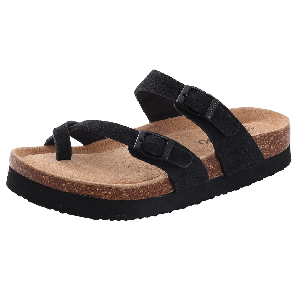 Litfun Women's Fashion Cork Suede Clogs with Arch Support