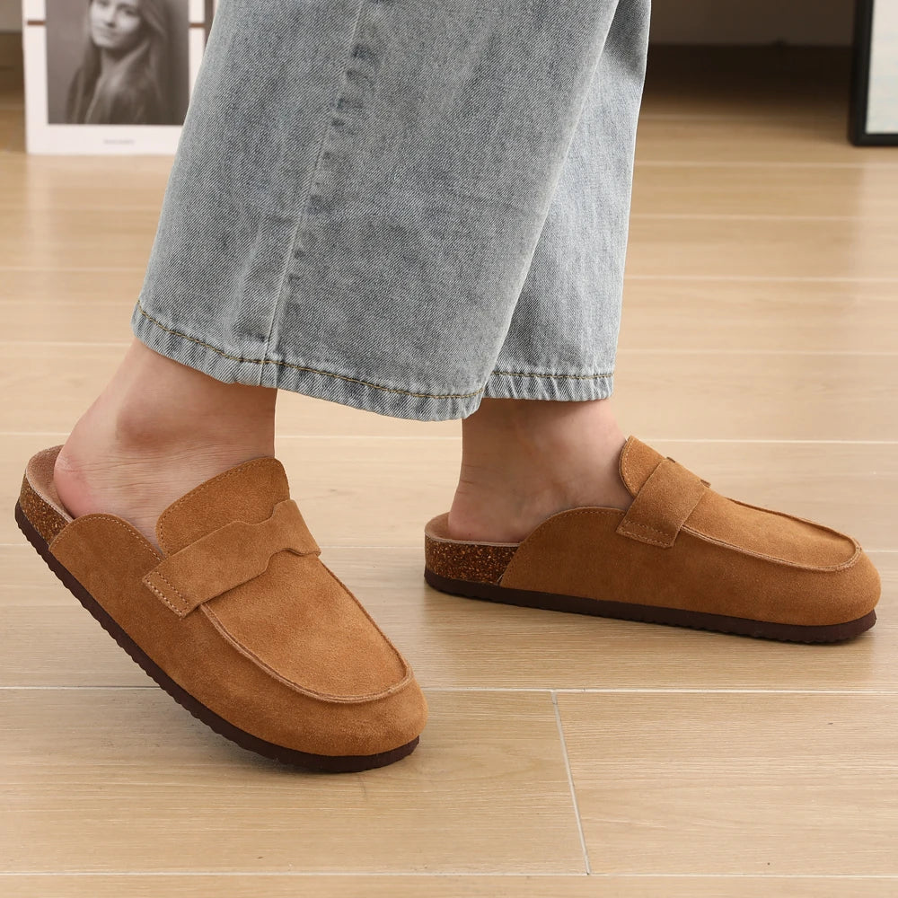 Litfun Women's Fashion Cork Suede Clogs with Arch Support