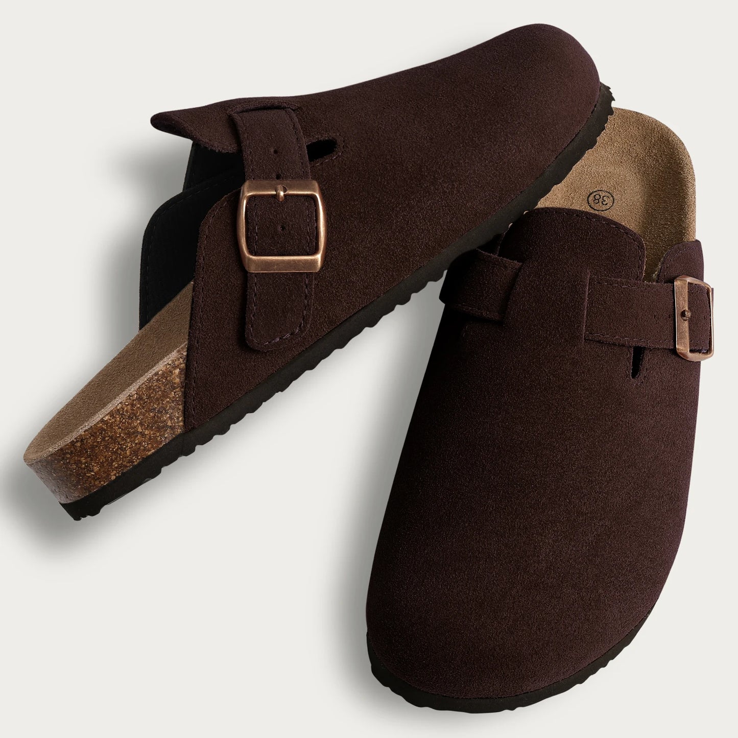 Litfun Women's Fashion Cork Suede Clogs with Arch Support