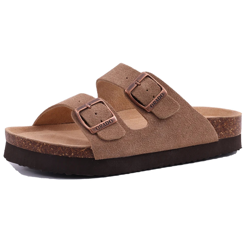 Litfun Women's Fashion Cork Suede Clogs with Arch Support