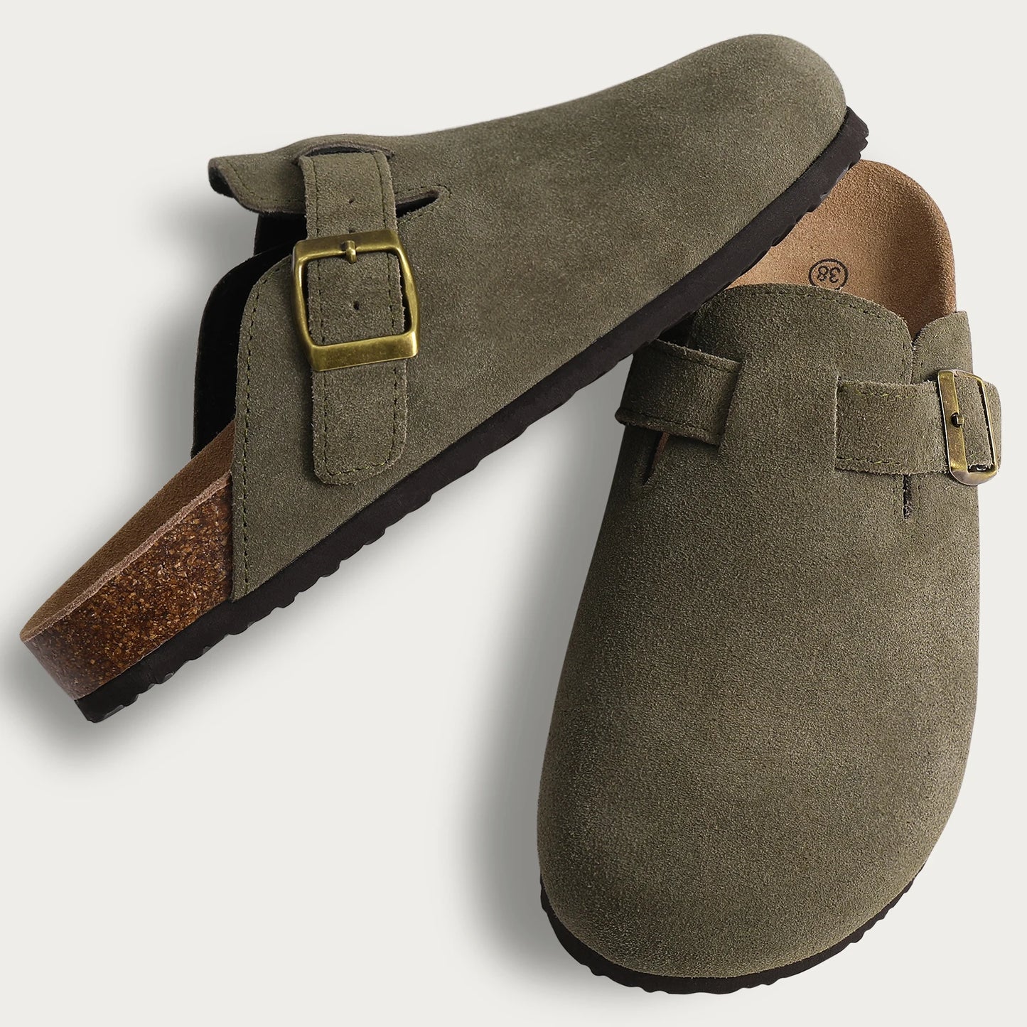 Litfun Women's Fashion Cork Suede Clogs with Arch Support
