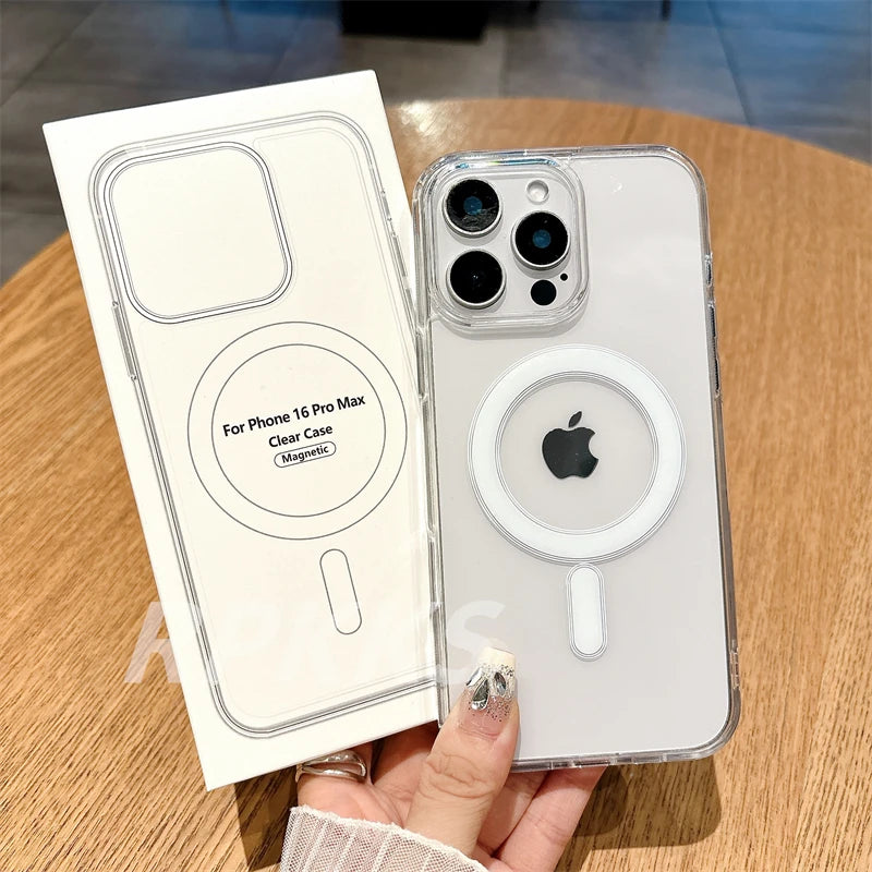 Transparent For Magsafe Magnetic Wireless Charge Case For Iphone