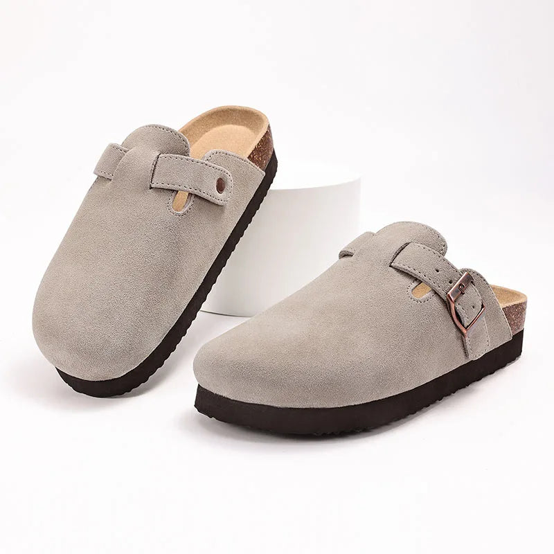 Litfun Women's Fashion Cork Suede Clogs with Arch Support