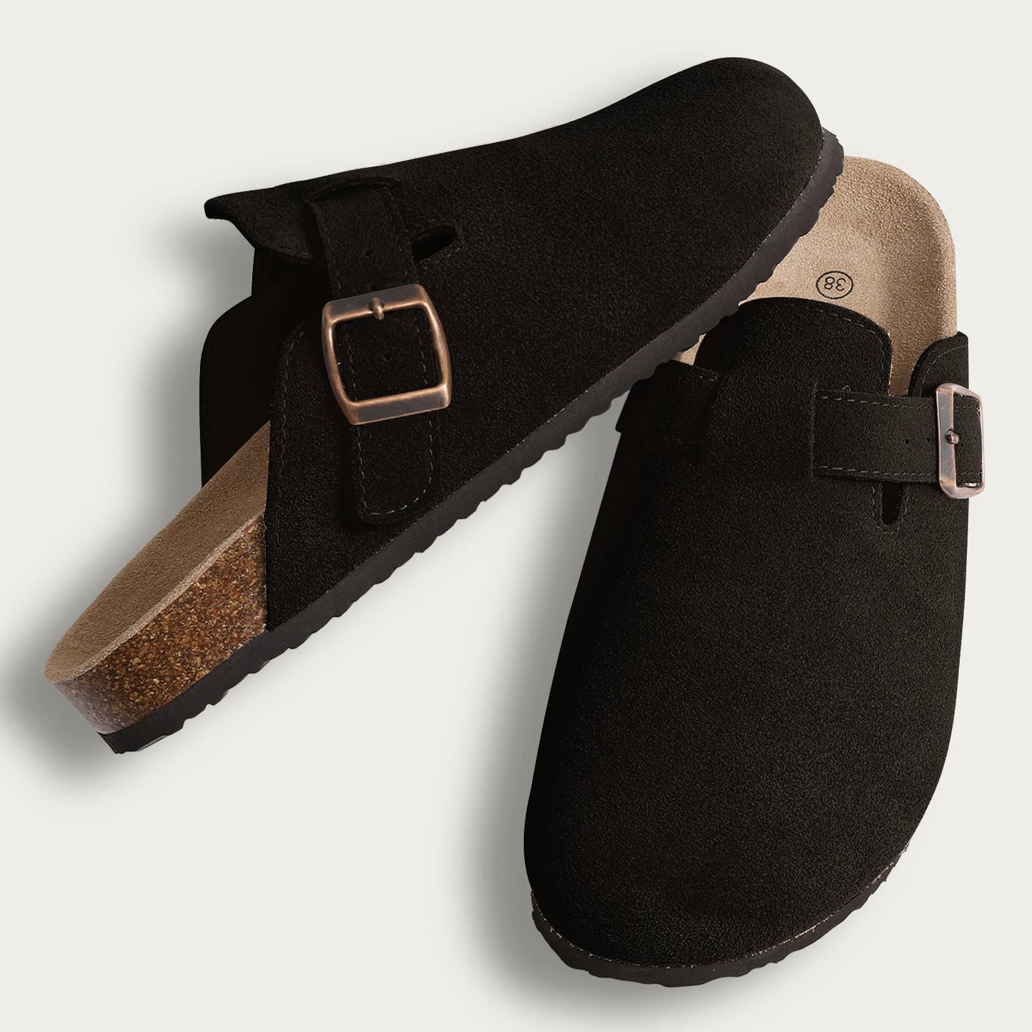 Litfun Women's Fashion Cork Suede Clogs with Arch Support