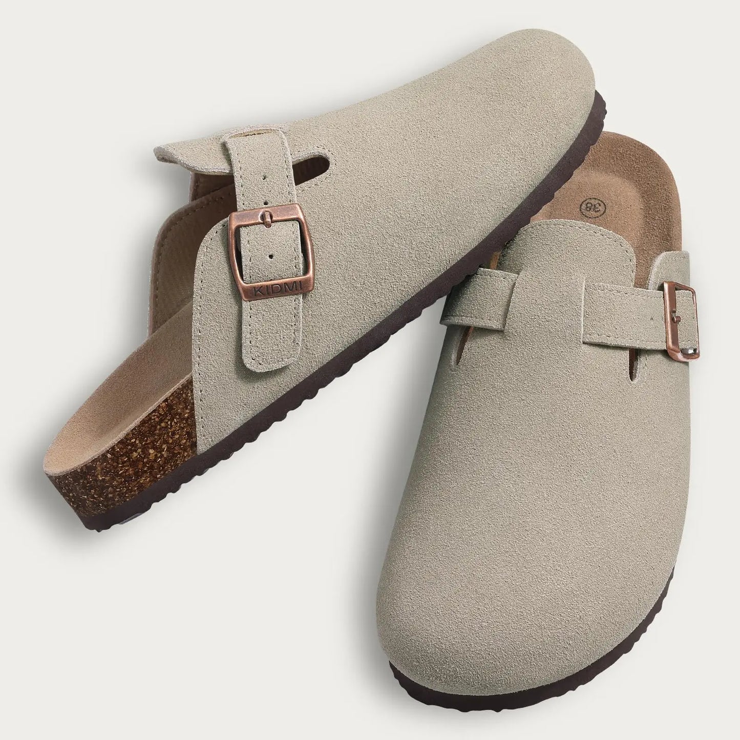Litfun Women's Fashion Cork Suede Clogs with Arch Support