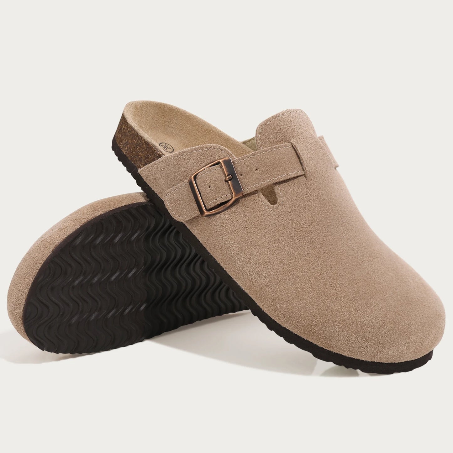 Litfun Women's Fashion Cork Suede Clogs with Arch Support