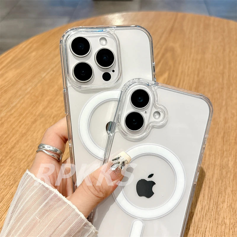 Transparent For Magsafe Magnetic Wireless Charge Case For Iphone