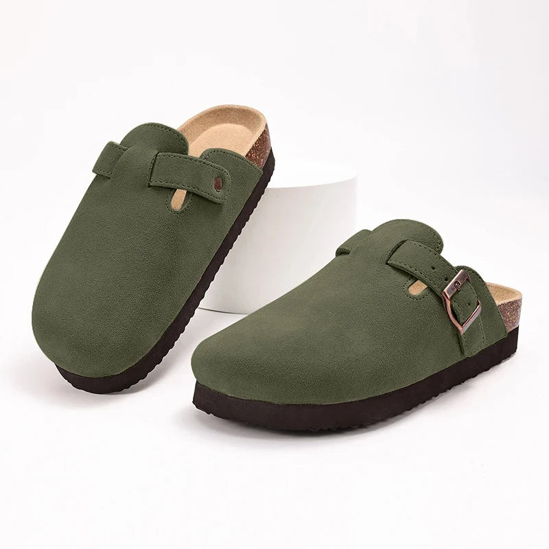 Litfun Women's Fashion Cork Suede Clogs with Arch Support