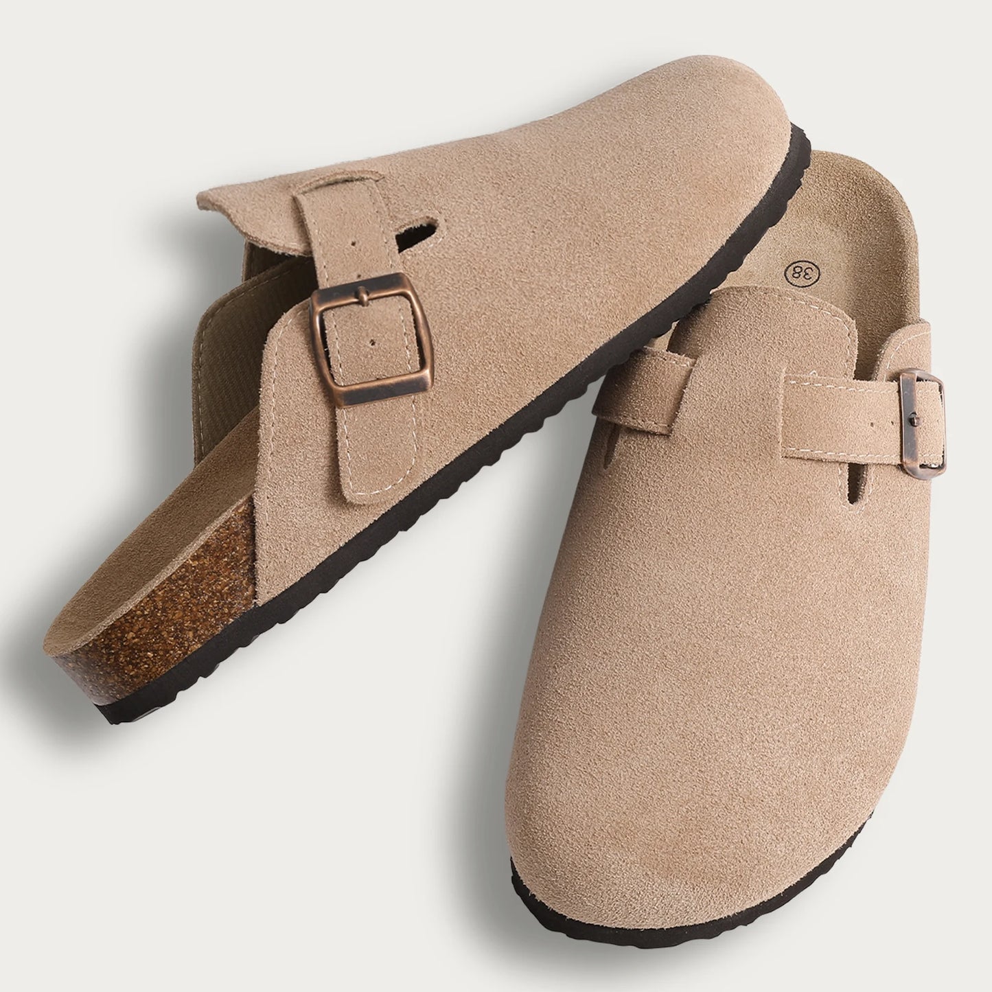 Litfun Women's Fashion Cork Suede Clogs with Arch Support
