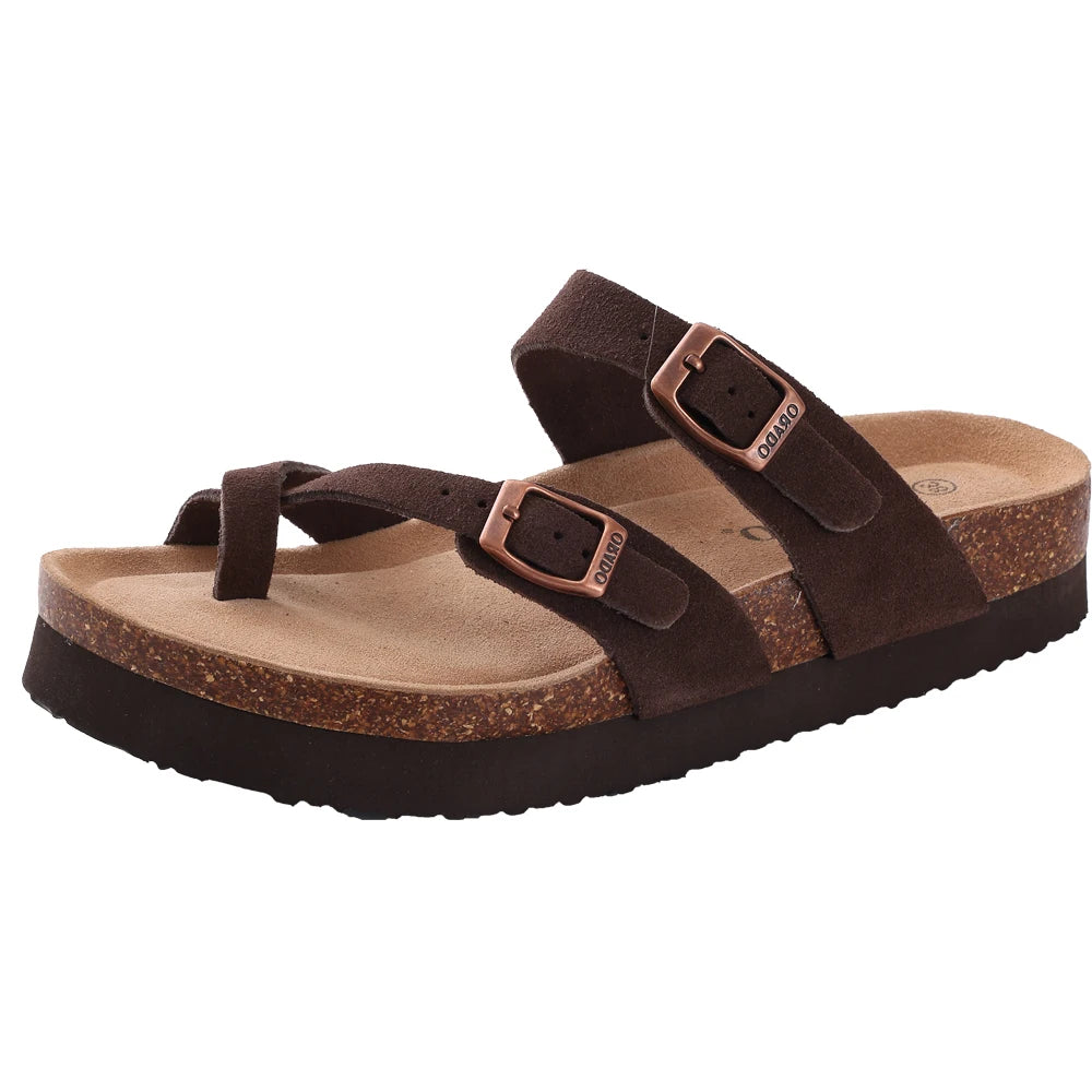 Litfun Women's Fashion Cork Suede Clogs with Arch Support