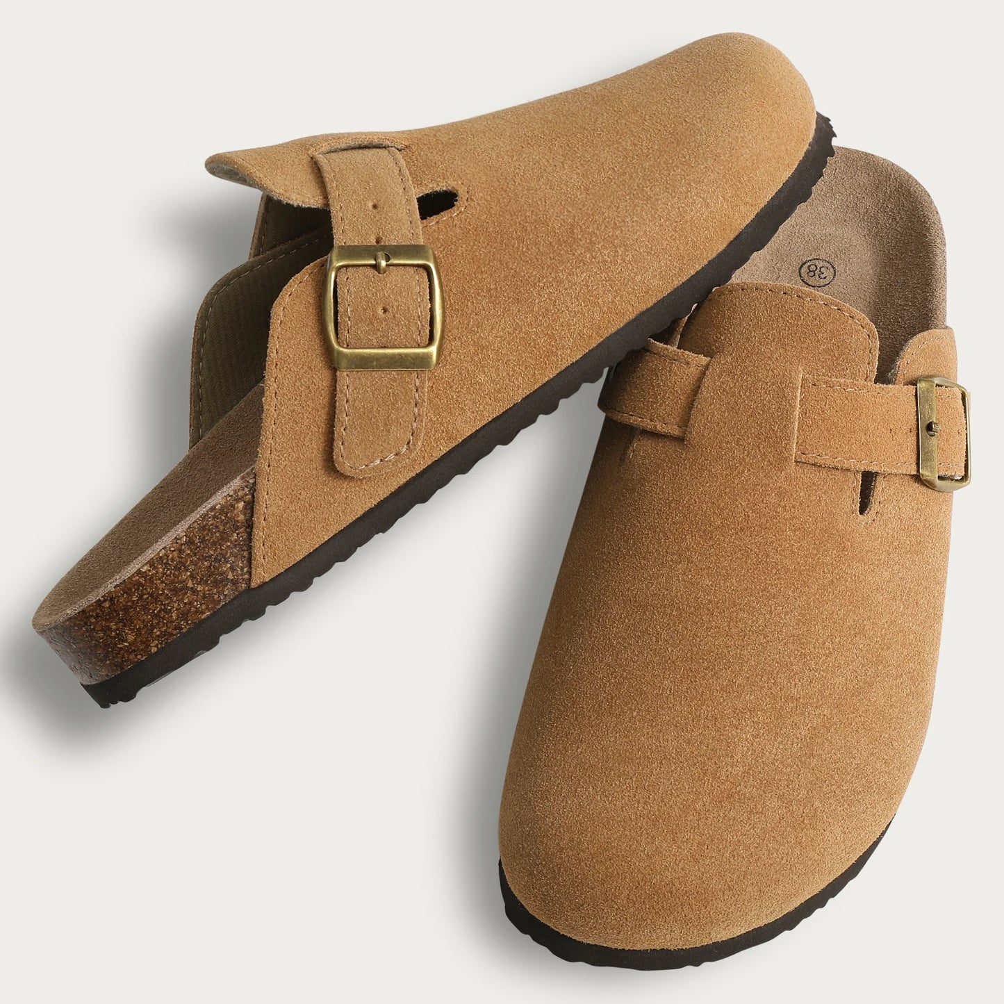 Litfun Women's Fashion Cork Suede Clogs with Arch Support