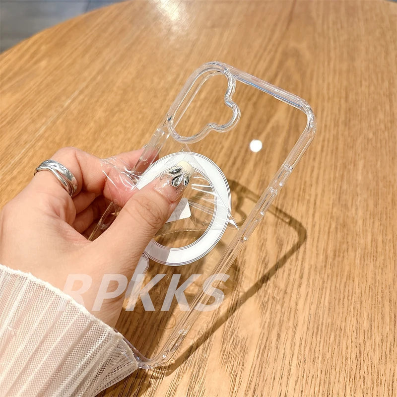 Transparent For Magsafe Magnetic Wireless Charge Case For Iphone