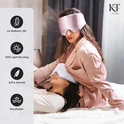 Ultra-Soft Mulberry Silk Sleep Eyepatch, Total Blackout for Travel