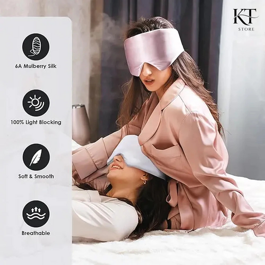 Ultra-Soft Mulberry Silk Sleep Eyepatch, Total Blackout for Travel