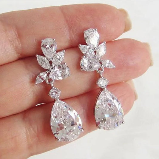 Huitan Cubic Zirconia Crystal Drop Earrings for Women