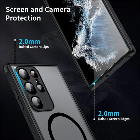 Shockproof Matte Clear MagSafe Case for Samsung S22 S23 S24