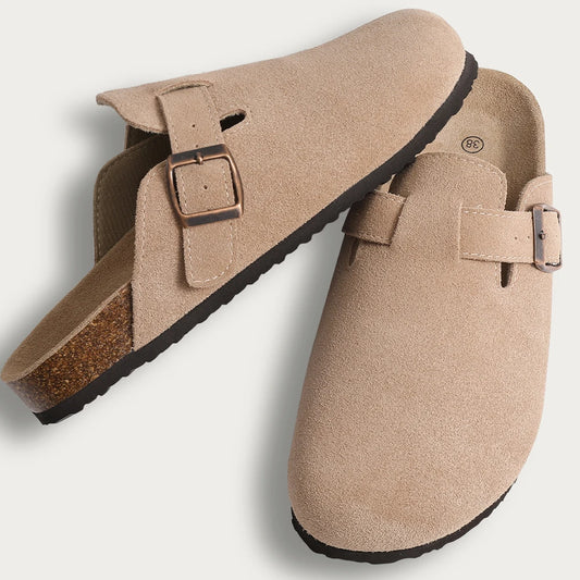 Litfun Women's Fashion Cork Suede Clogs with Arch Support