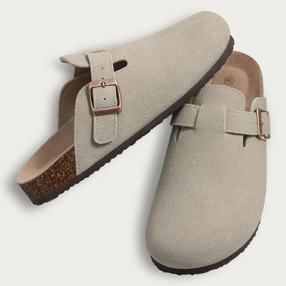 Litfun Women's Fashion Cork Suede Clogs with Arch Support
